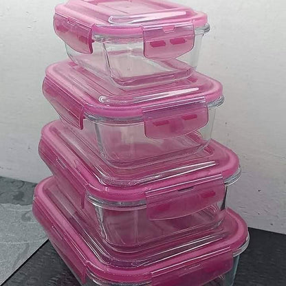 4Pc Récipients de stockage en verre borosilicaté