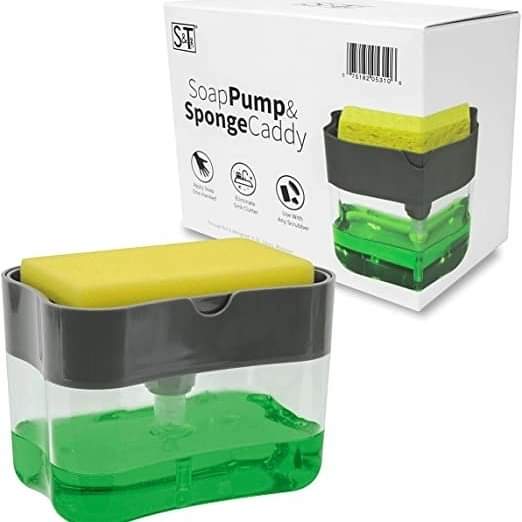 Distributeur de savon pour éponge de cuisine et support pour éponge