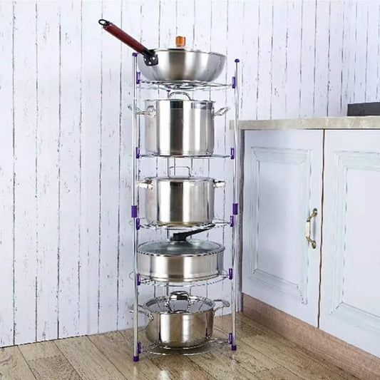 5 Casseroles et poêles en acier inoxydable empilées