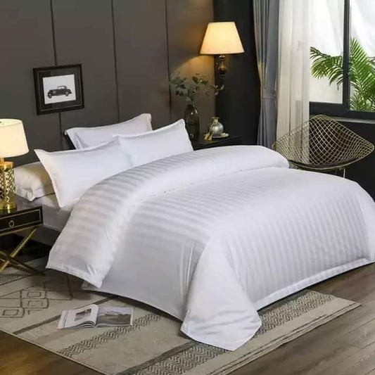 6 par 7 Ensembles de Duvet Rayé Blanc