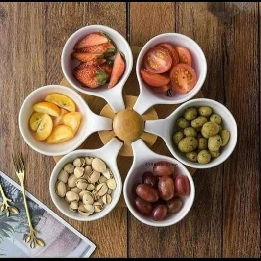 Bol à snacks en céramique rotatif et support