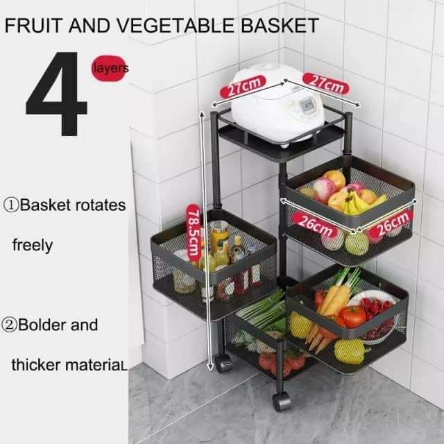 étagère rotative carrée à légumes 5 niveaux
