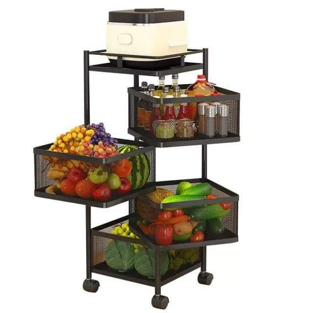 étagère rotative carrée à légumes 5 niveaux