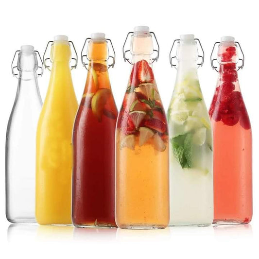 Bouteilles en verre à boisson avec couvercles à clip