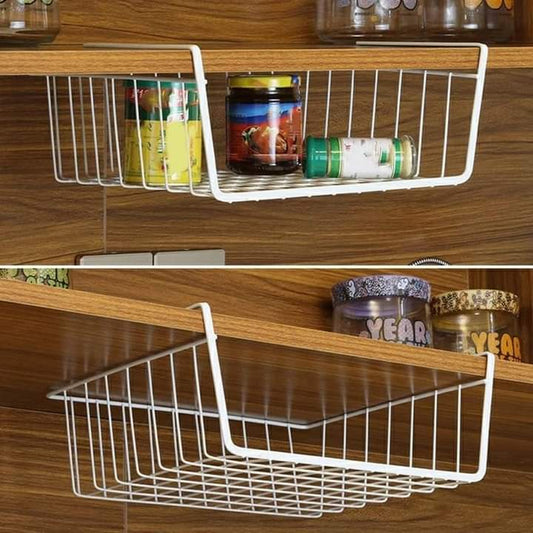 Panier en mailles métalliques pour rangement sur étagère