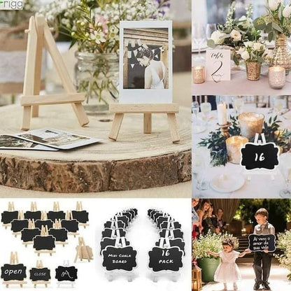 Ensemble de 10 petites ardoises en bois noires avec 1 stylo