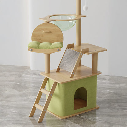Arbre à chat classique multifonctionnel en bois grand avec maison pour chat