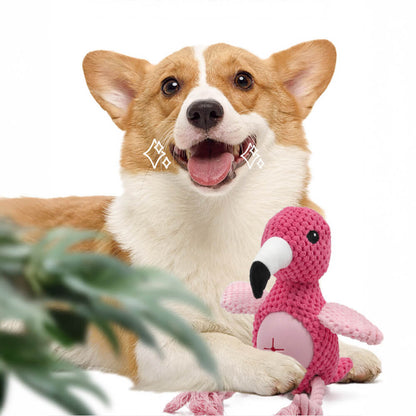 Flamant Rose Perroquet Jouet À Mâcher En Corde Durable Interactif Pour Chien
