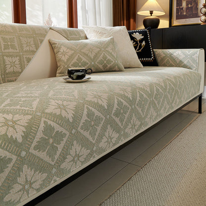 Élégance Française Housse de Canapé en Chenille Douce Respirante Quatre Saisons