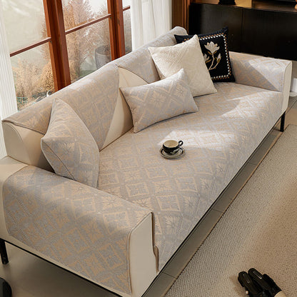 Élégance Française Housse de Canapé en Chenille Douce Respirante Quatre Saisons