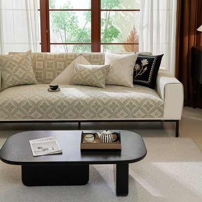 Élégance Française Housse de Canapé en Chenille Douce Respirante Quatre Saisons