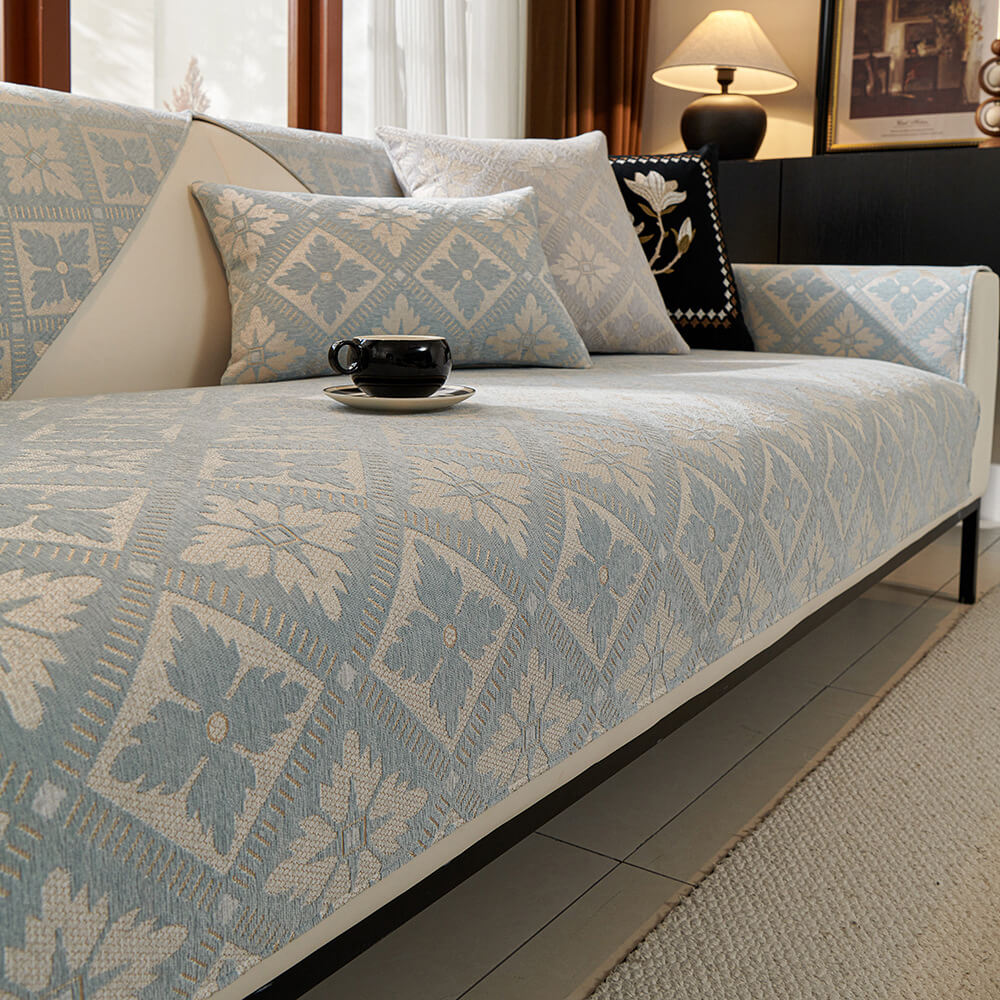 Élégance Française Housse de Canapé en Chenille Douce Respirante Quatre Saisons