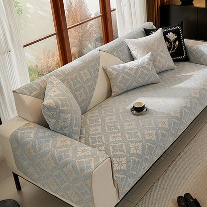 Élégance Française Housse de Canapé en Chenille Douce Respirante Quatre Saisons