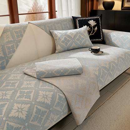 Élégance Française Housse de Canapé en Chenille Douce Respirante Quatre Saisons