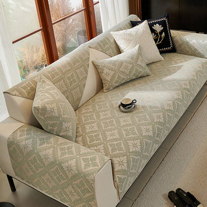 Élégance Française Housse de Canapé en Chenille Douce Respirante Quatre Saisons