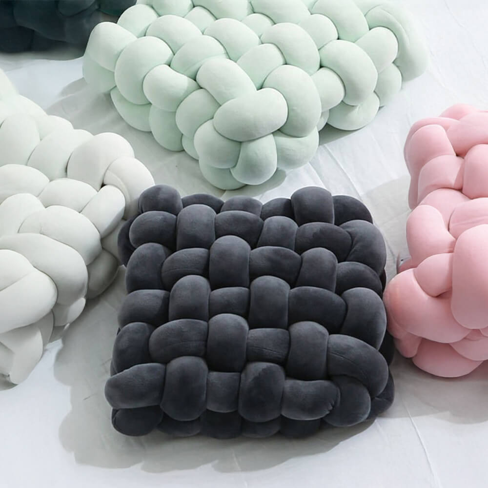 Coussin décoratif en texture tissée douce carrée