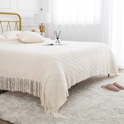 Couverture en tricot à franges élégante pour canapé Décorative à jeter à la maison