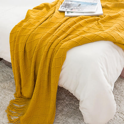 Couverture en tricot à franges élégante pour canapé Décorative à jeter à la maison