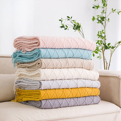 Couverture en tricot à franges élégante pour canapé Décorative à jeter à la maison