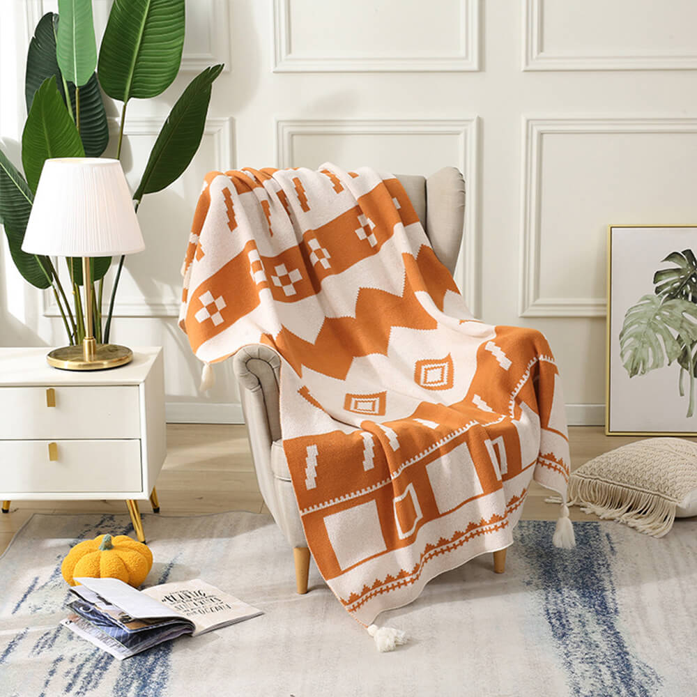 Couverture décorative en tricot doux luxueux