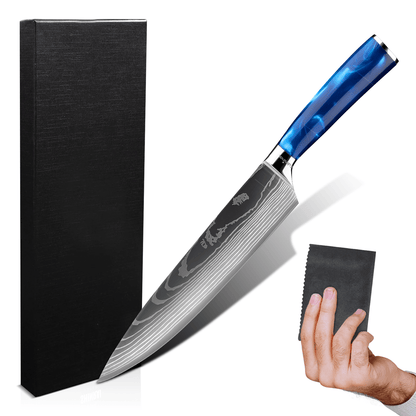 SaffierKok - Couteau de chef japonais en damas de luxe 23 cm