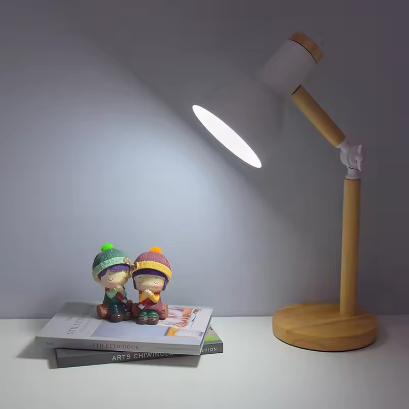 FlexiGlo | Lampe de table en bois LED pliable et réglable