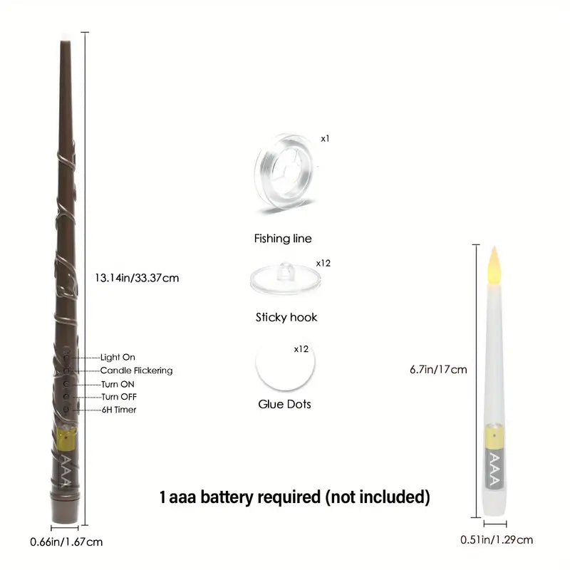 Floroux Bougies LED flottantes avec baguette magique | Déco magique pour Halloween & maison