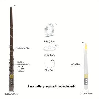 Floroux Bougies LED flottantes avec baguette magique | Déco magique pour Halloween & maison