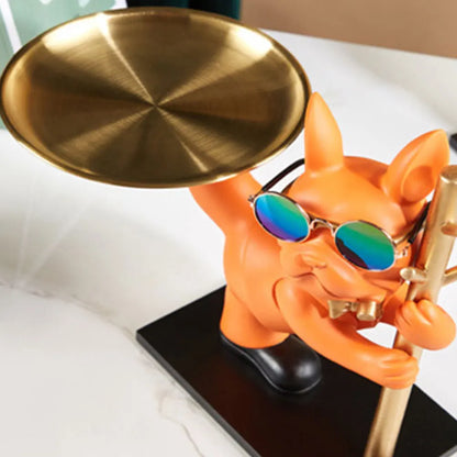 Floroux - Statue de chien Plateau décoratif en métal