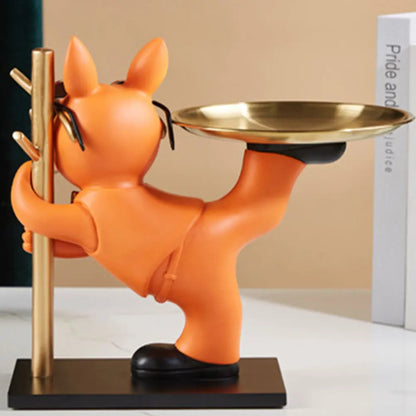 Floroux - Statue de chien Plateau décoratif en métal