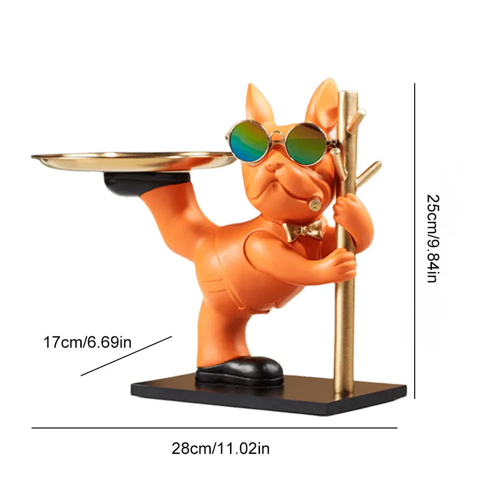 Floroux - Statue de chien Plateau décoratif en métal