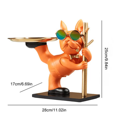 Floroux - Statue de chien Plateau décoratif en métal