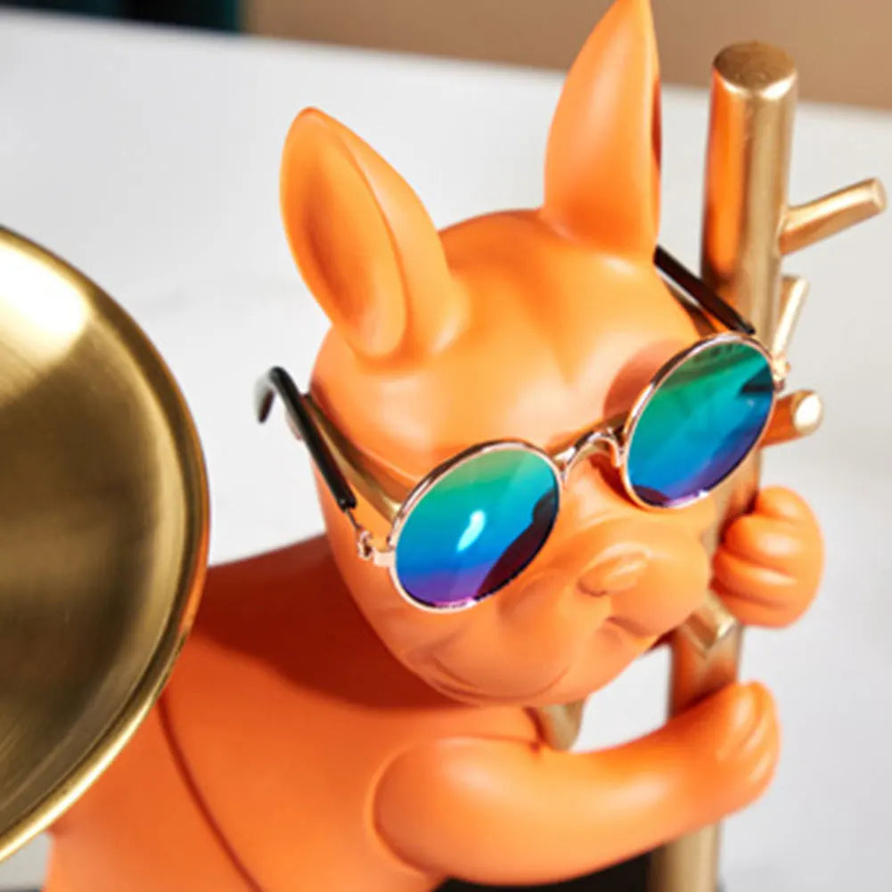 Floroux - Statue de chien Plateau décoratif en métal