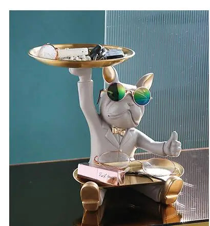 Floroux - Statue de chien avec plateau