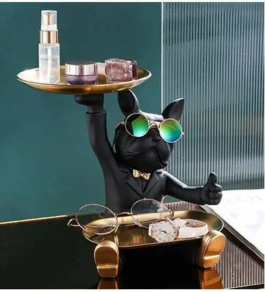 Floroux - Statue de chien avec plateau