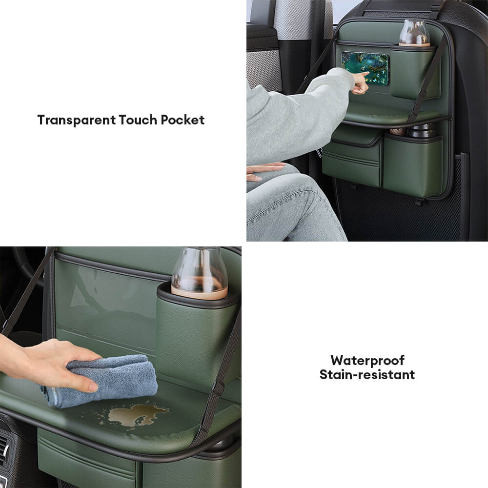 Organisateur pliable pour sièges arrière de voiture avec plateau