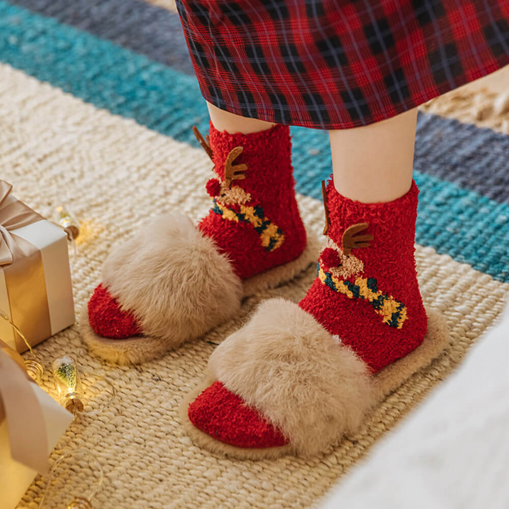 Écharpe tricotée de Noël, chaussettes assorties pour animal de compagnie et propriétaire