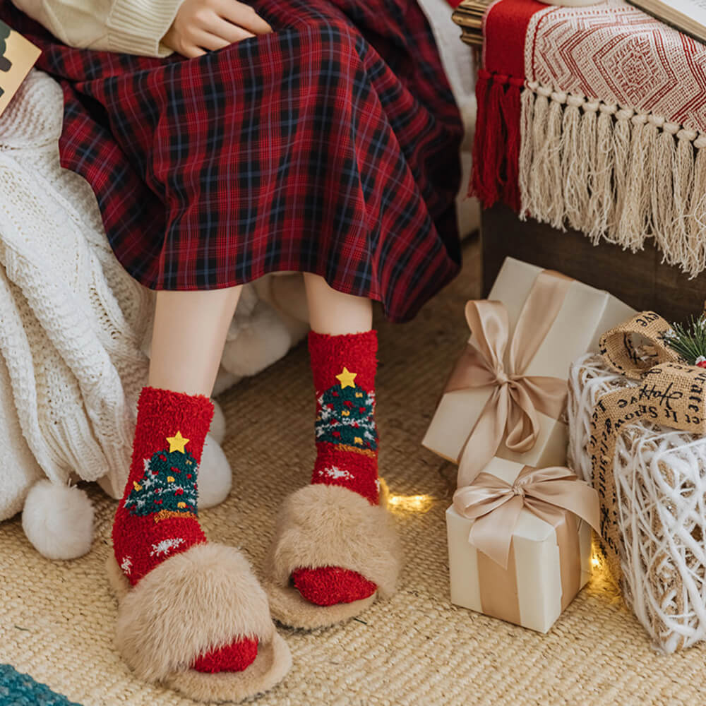Écharpe tricotée de Noël, chaussettes assorties pour animal de compagnie et propriétaire