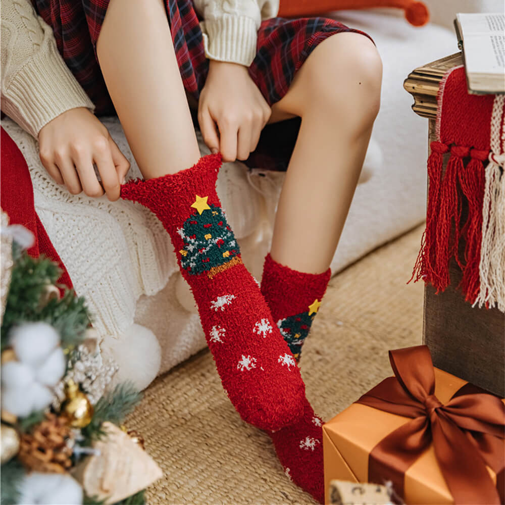 Écharpe tricotée de Noël, chaussettes assorties pour animal de compagnie et propriétaire