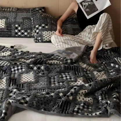 Couverture de literie confortable à carreaux classiques