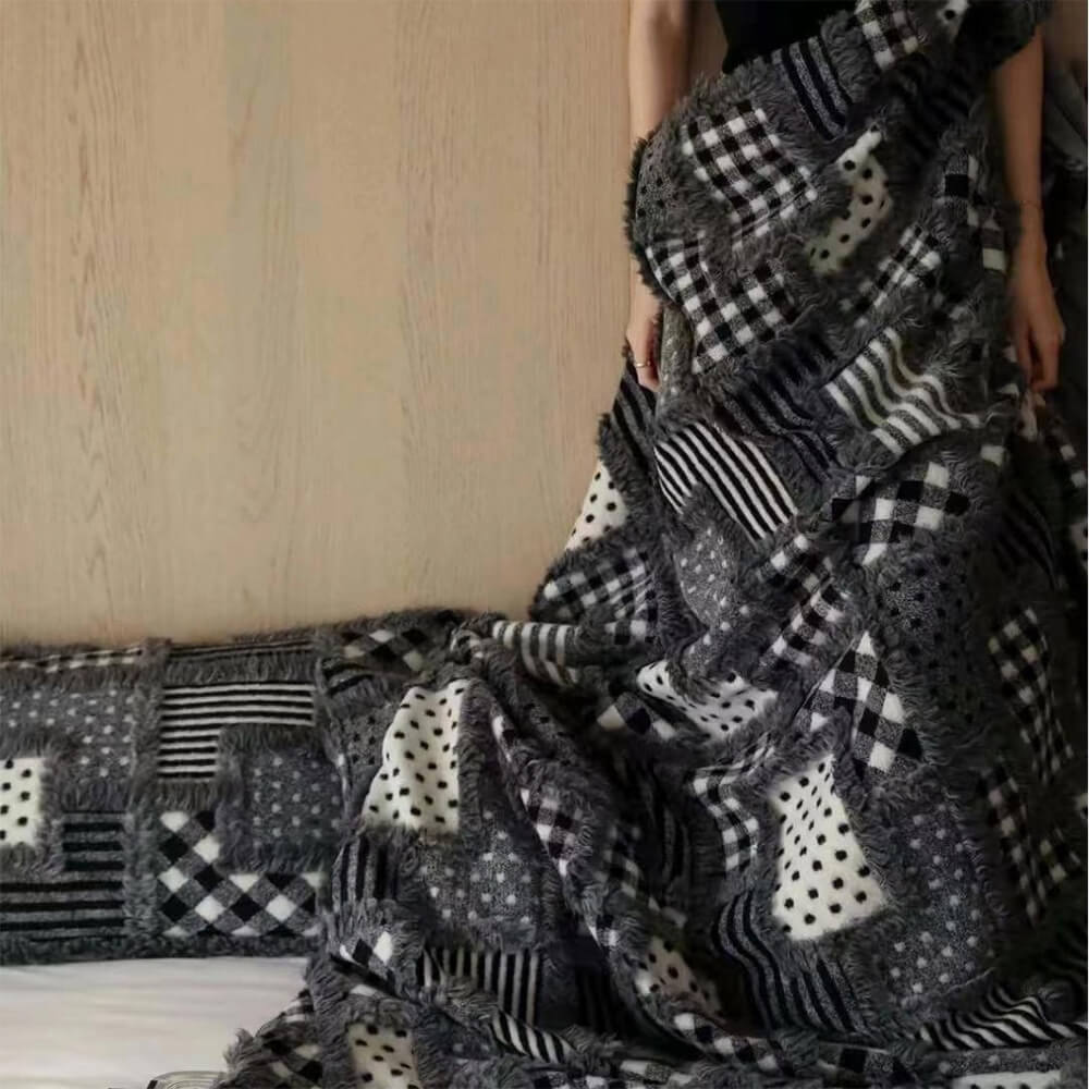 Couverture de literie confortable à carreaux classiques