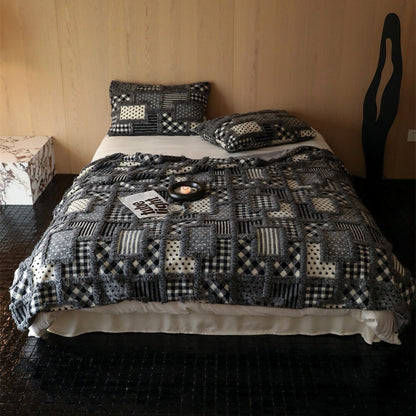 Couverture de literie confortable à carreaux classiques