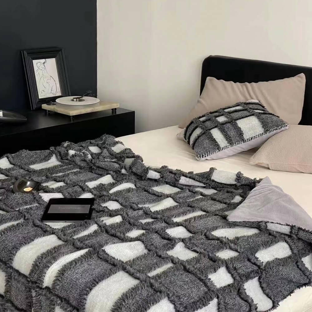 Couverture de literie confortable à carreaux classiques