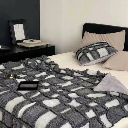 Couverture de literie confortable à carreaux classiques