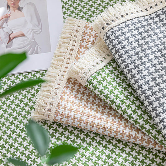 Tissu Pied-de-poule Élégant Frange Doux Respirant Coton Lin Housse de Canapé