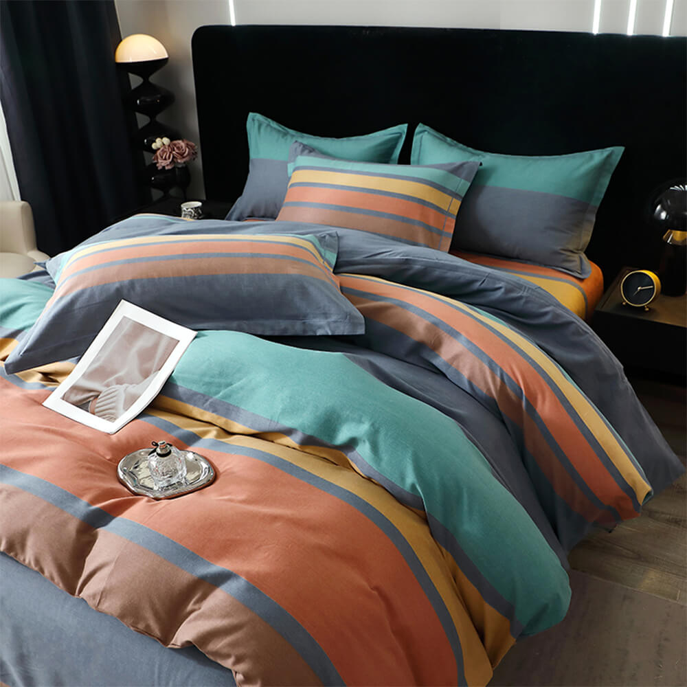 Ensemble de draps avec design géométrique moderne à rayures