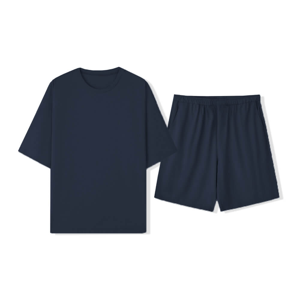 Ensemble de pyjama pour couples, respectueux de l'environnement, couleur Pure, résistant aux poils d'animaux, col ras du cou, manches courtes