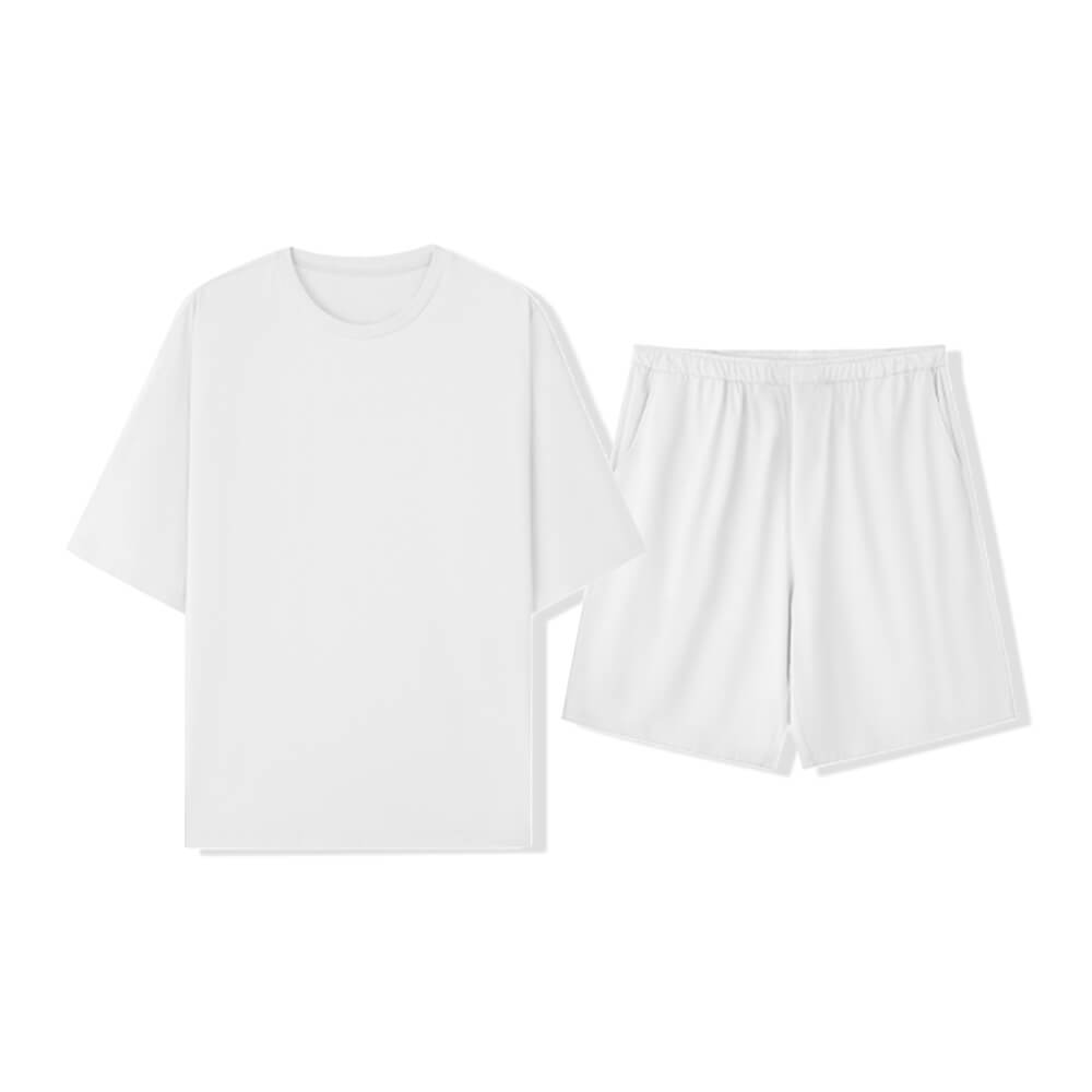 Ensemble de pyjama pour couples, respectueux de l'environnement, couleur Pure, résistant aux poils d'animaux, col ras du cou, manches courtes