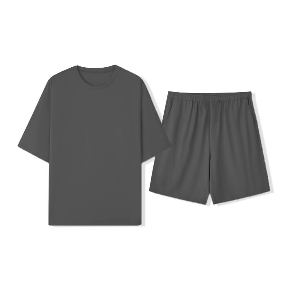 Ensemble de pyjama pour couples, respectueux de l'environnement, couleur Pure, résistant aux poils d'animaux, col ras du cou, manches courtes