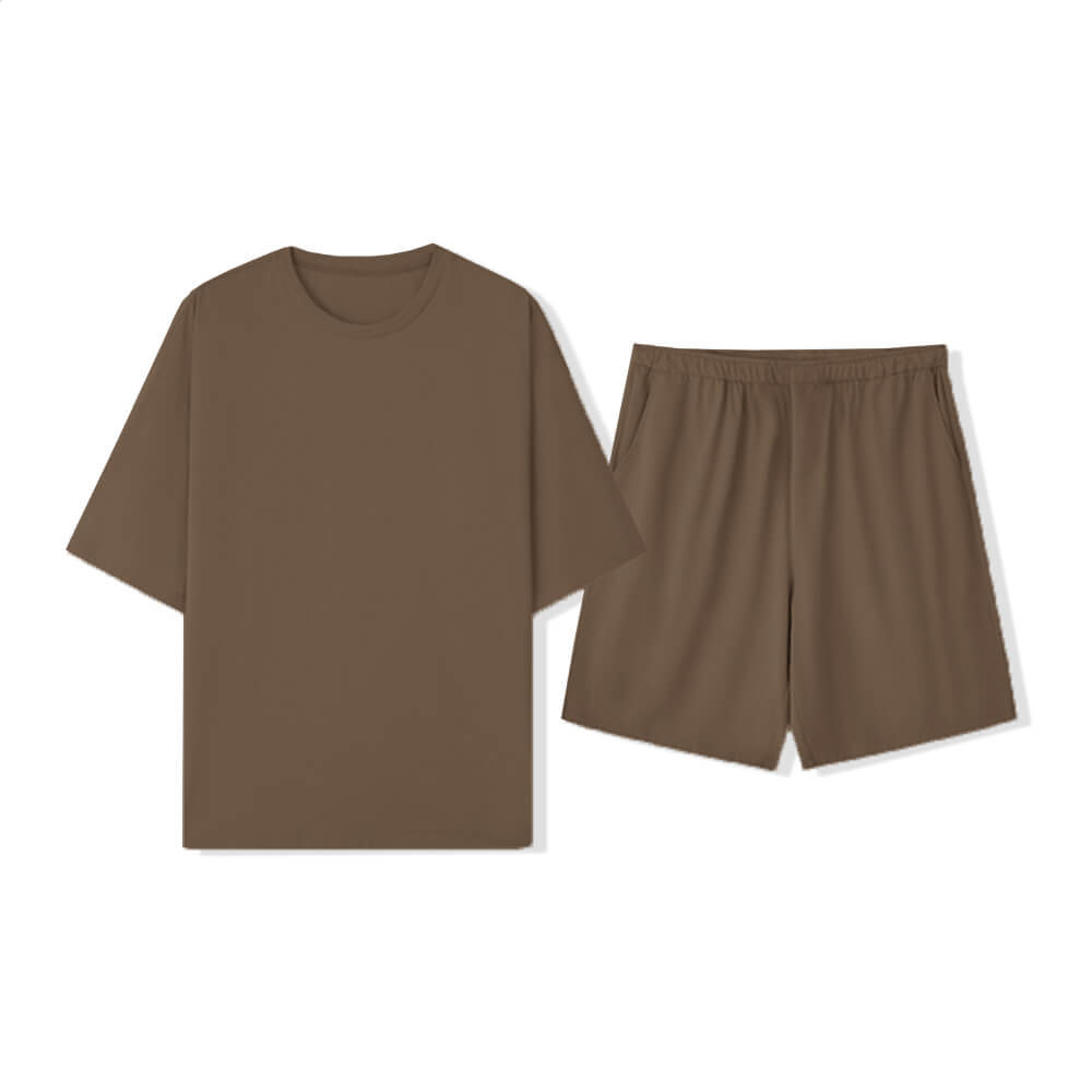 Ensemble de pyjama pour couples, respectueux de l'environnement, couleur Pure, résistant aux poils d'animaux, col ras du cou, manches courtes